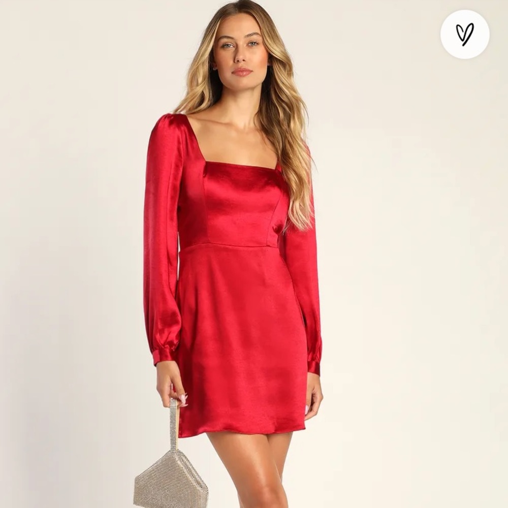 Red Satin Dress - Lulus